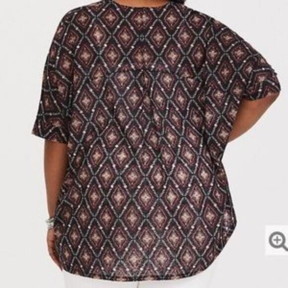 Torrid Womens Kimono Size 2X Blue Geometric Cardigan - Picture 5 of 5